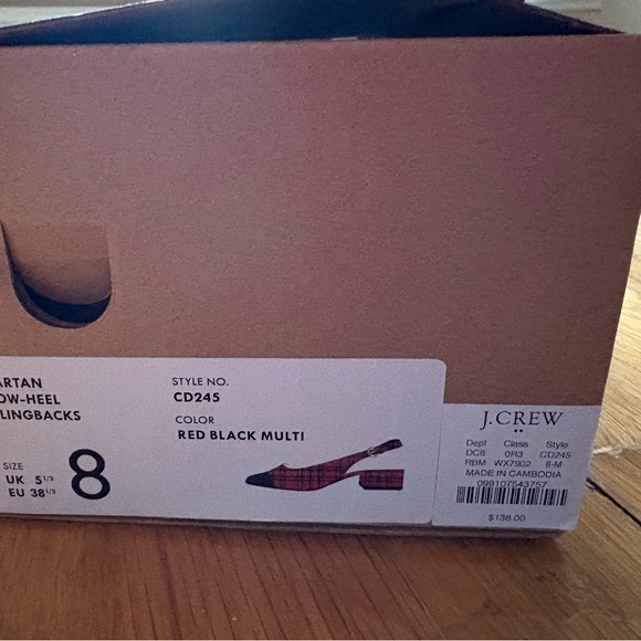 J. Crew Red and Black Tartan Plaid Slingback, NWT - Picture 9 of 9